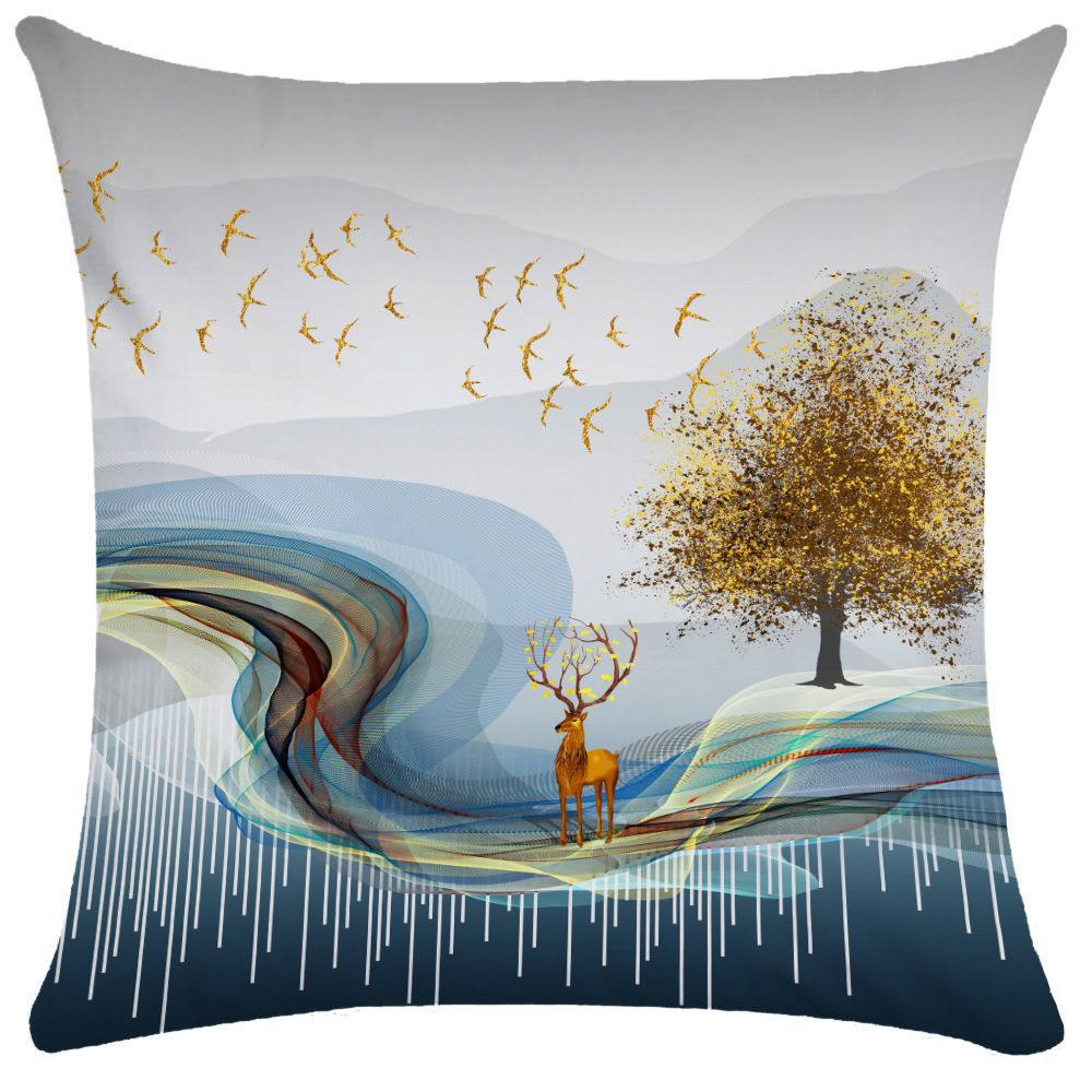 Nordic Instagram Style Geometric Light Luxury Elk Sofa Cushion Landscape Painting Cushion Room Dormitory Bay Window