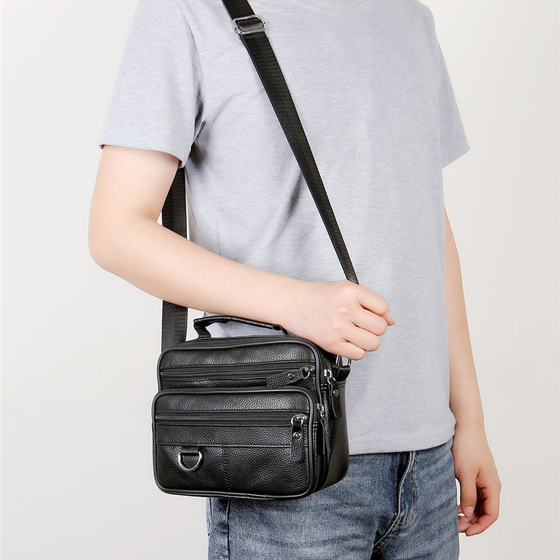 men's shoulder crossbody leather leather bag new men's business travel portable casual small shoulder bag middle-aged bapa