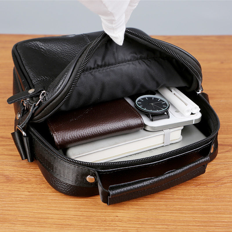 men's shoulder crossbody leather leather bag new men's business travel portable casual small shoulder bag middle-aged bapa