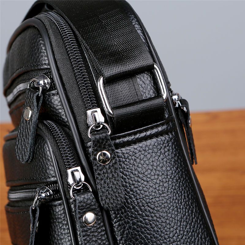 men's shoulder crossbody leather leather bag new men's business travel portable casual small shoulder bag middle-aged bapa