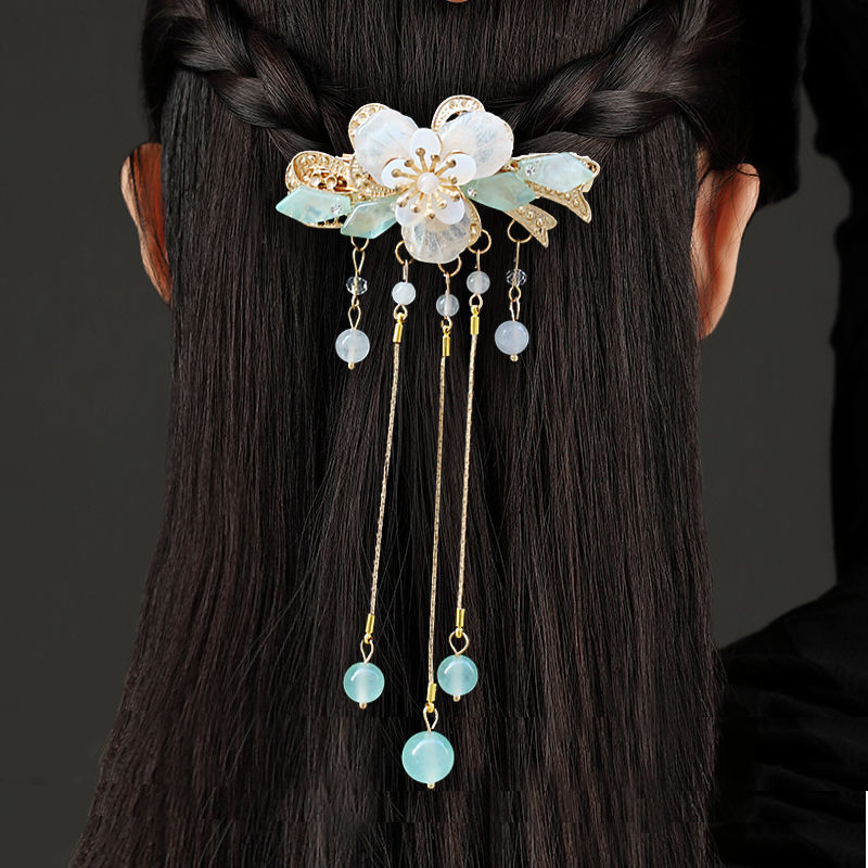 Antique Style Barrettes Top Clip Tassel Headdress for Han Chinese Clothing Clip Hairpin Chinese Style Spring Clip Head Hair Accessories Accessories Female