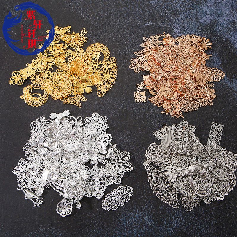 diy handmade material package mixed antique style laminate bridal hairpin circular fan headdress and style laminate costume headdress