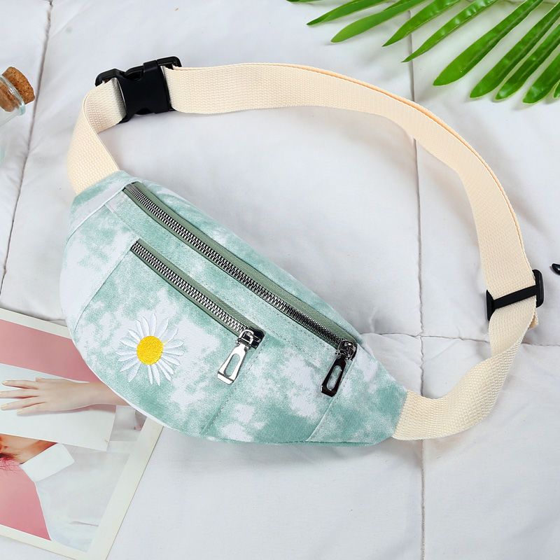 Little Daisy Canvas Waist Bag Korean Fashion Trend Internet Celebrity Same Style Mori Style Shoulder Crossbody Multi-Purpose Bag
