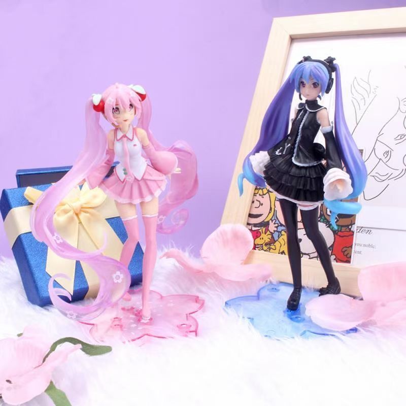 初音未来手办樱花初音粉色美少女模型车载装饰品生日摆件送礼