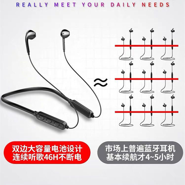 Wireless Bluetooth Headset Neck Hanging Sports Waterproof Standby Universal Hua Xiaopmi Opvi Is Vo Headset