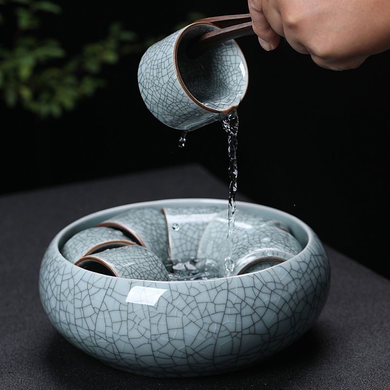 Gey Kiln Teaware Set Home Kung Fu Tea Cup Tureen Office Reception Tea Making Device Side Handle Teapot Ceramic Tea Jar