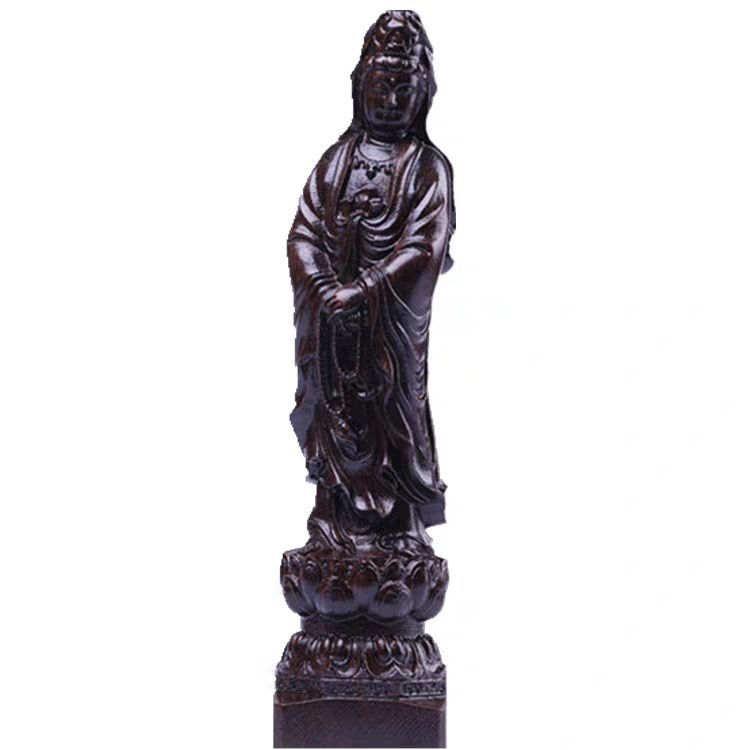 Blackwood Wood Carving Handheld Beads Guanyin Ornaments Solid Wood Buddha Statue Carving Wooden Furniture Worship Bodhisattva Gift Crafts