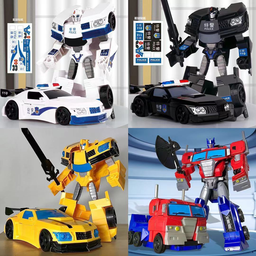 transformer model car diamond robot bumblebee optimus black police white police boy toy children