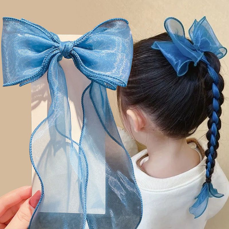 korean style online influencer bow temperament long streamer korean hairpin girls hair accessory for ponytail baby princess super fairy ornament