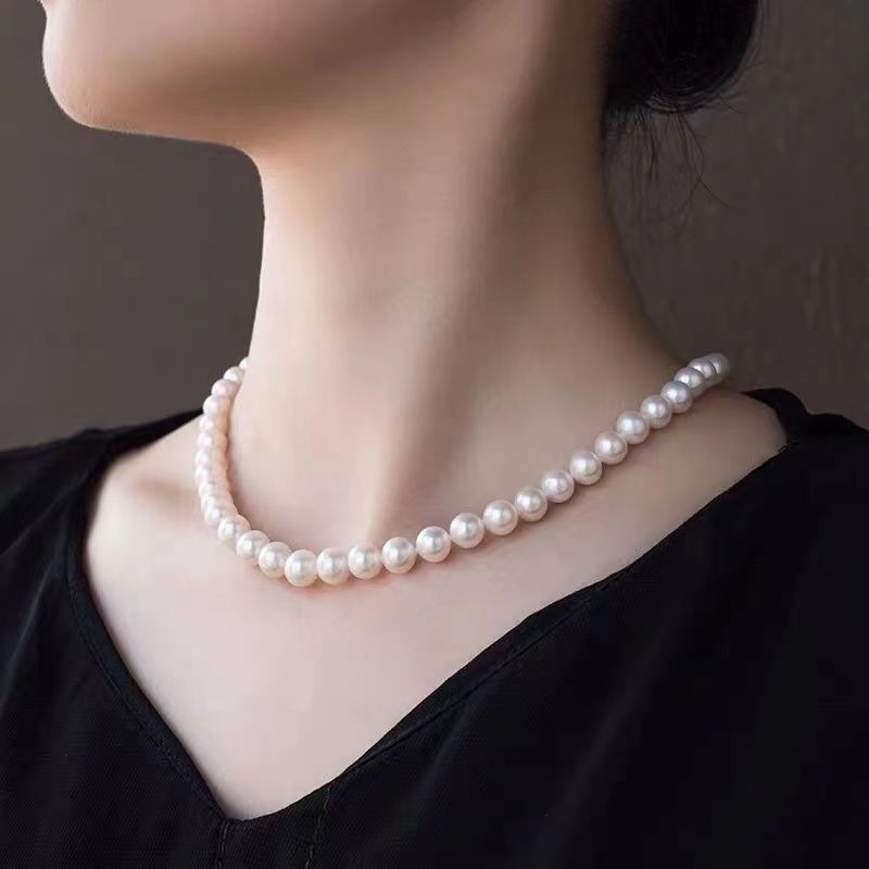 free shipping for one piece imitation pearl round strong light white freshwater pearl necklace to give mom gift for mother-in-law for wife