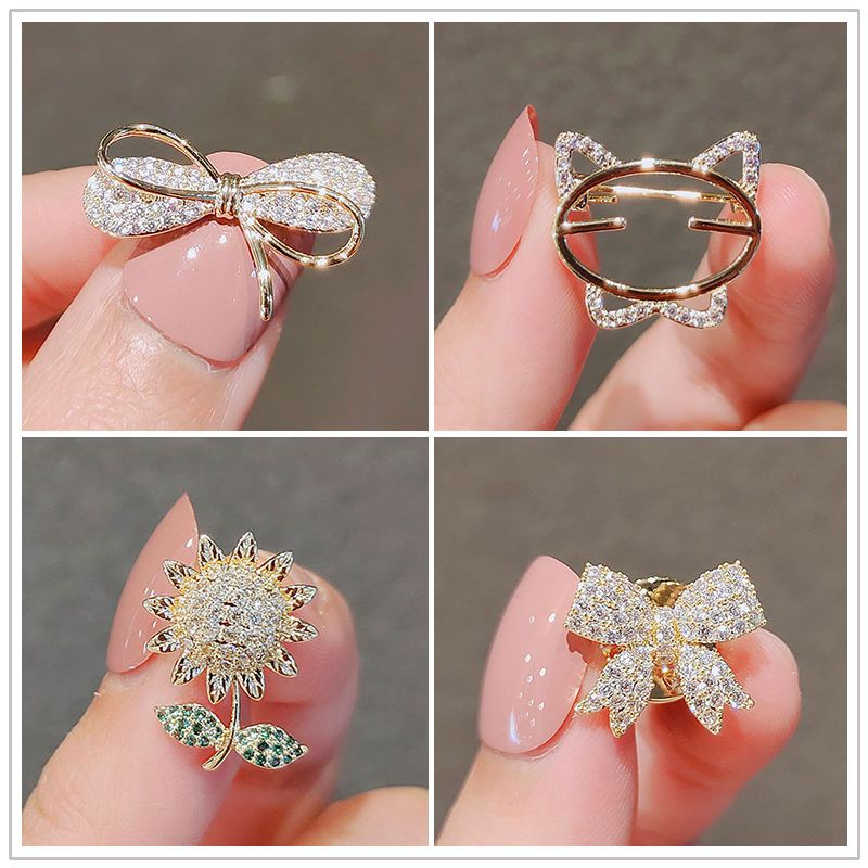 bow anti-exposure brooch high-end chest sewing free shirt anti-exposure button versatile pin clothes fixing buckle