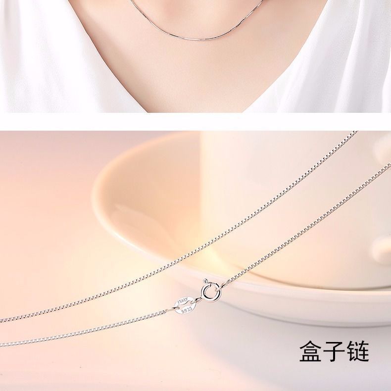 [Certificate] Authentic S925 Silver Japan and South Korea Simple Elegant Necklace Girls' Clavicle Chain Pure Necklace Birthday Gift for Girlfriend