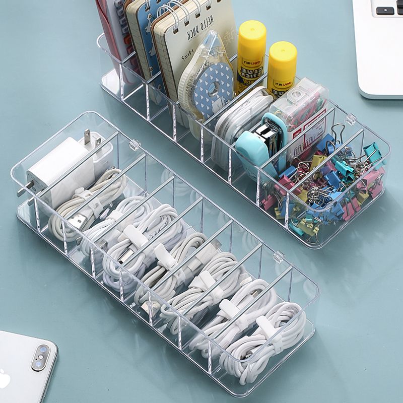 Data Cable Storage Artifact Mobile Phone Charging Cable Charger Compartmentalization Storage Desktop Transparent Storage Box Cable Winder