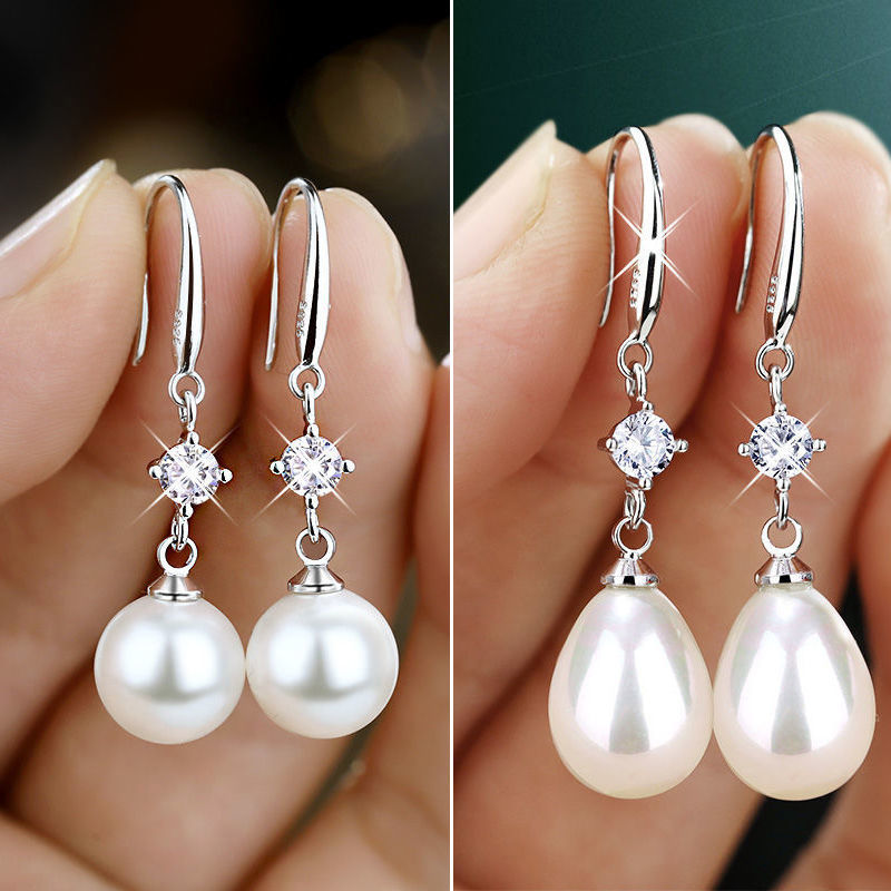 Buy One Get a New Pearl Earrings S925 Silver Ear Hook Earrings Graceful Online Influencer Earrings for Women Anti-Allergy