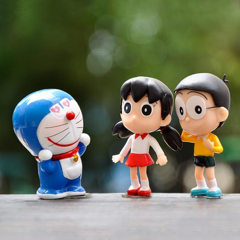 Doraemon Cute Bear Goda Takeshi Family Portrait Desktop and Car-Mounted Decoration Boy and Girl Childhood Playmate Doll Blind Box