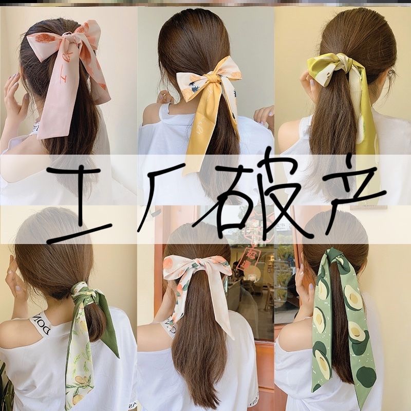 hair band female hair tie fairy fruit ribbon internet-famous hair band all-match thin small silk scarf hair band female summer outwear braided hair