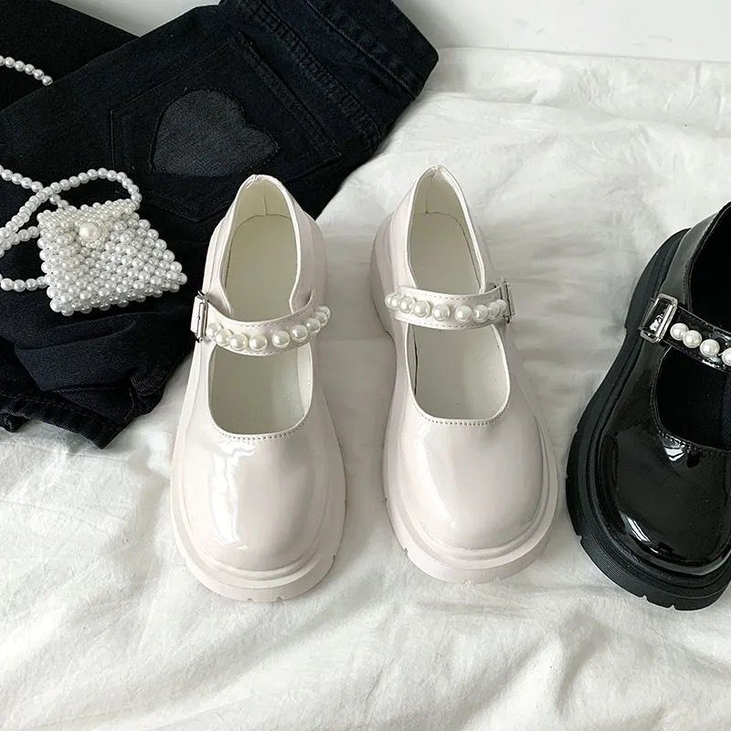 35-44 large size women‘s shoes 43 retro british style leather shoes women jk all-match 41 thick bottom white mary jane shoes 42