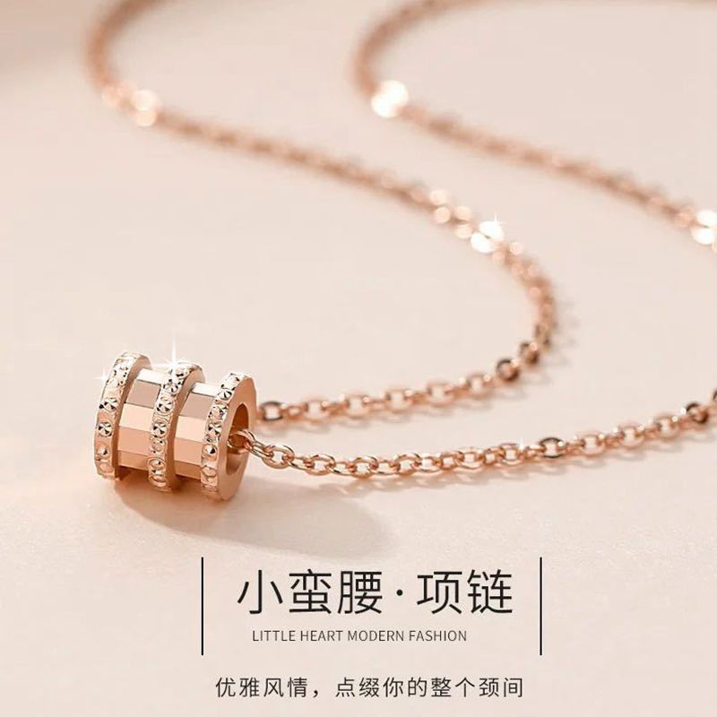 zhou jia same style small waist necklace female titanium steel temperament internet sensation rose golden clavicle chain colored gold ins non-fading