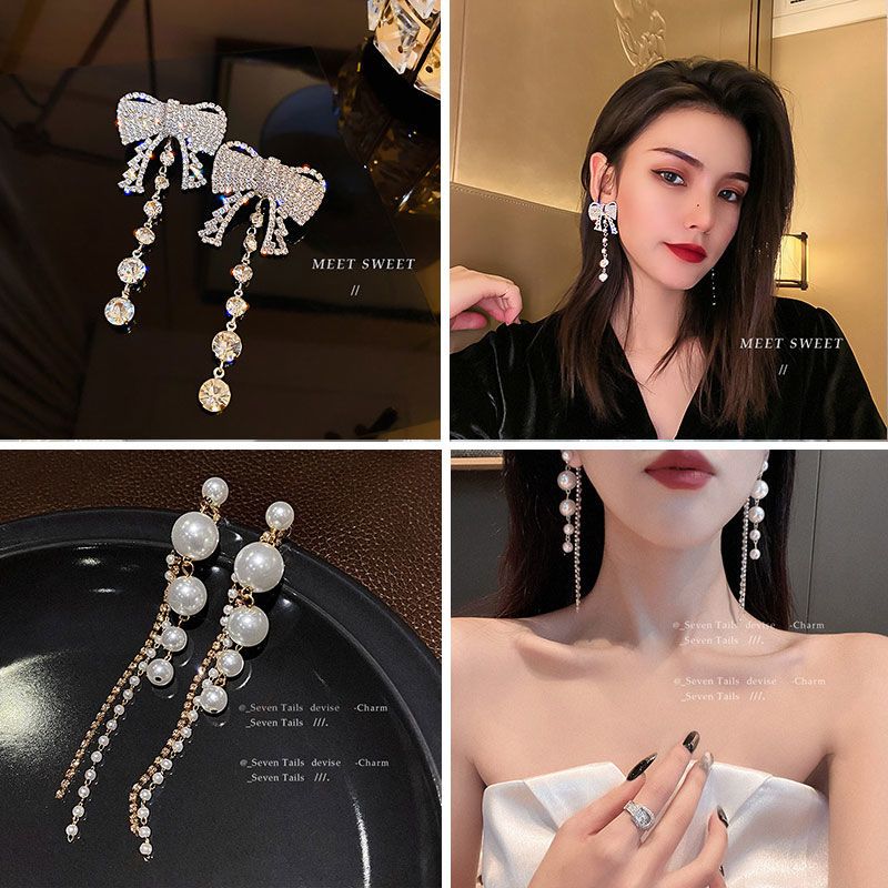 Elegant High-Grade Western Style Earrings Women's Long Flow Face Earrings New Internet-Famous round Face Earrings Popular