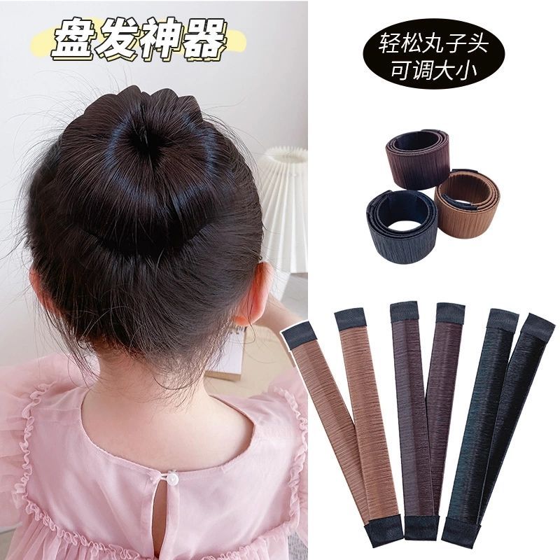 children‘s bun hair band curly hair baby bud-like hair style ring pop tie hair lazy updo gadget hair accessories