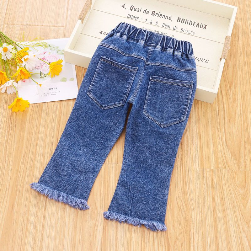 Girls' Pants Spring and Autumn Western Style Children's Jeans Loose Internet Hot Children Toddler Trousers Baby Spring Clothing Bell-Bottom Pants