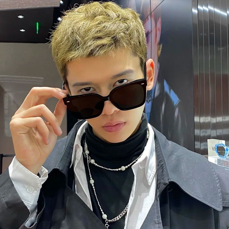 Korean Style Night Vision Yellow Sunglasses Fashion Internet Celebrity Style to Make Big Face Thin-Looked Polarized Uv Protection Sun Glasses Men and Women Fashion
