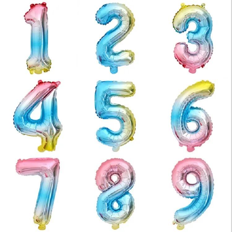 16-Inch Digital Aluminum Balloon Birthday Full-Year 0-9 First Month Old 100 Days Old Wedding Love Password Decorations Arrangement