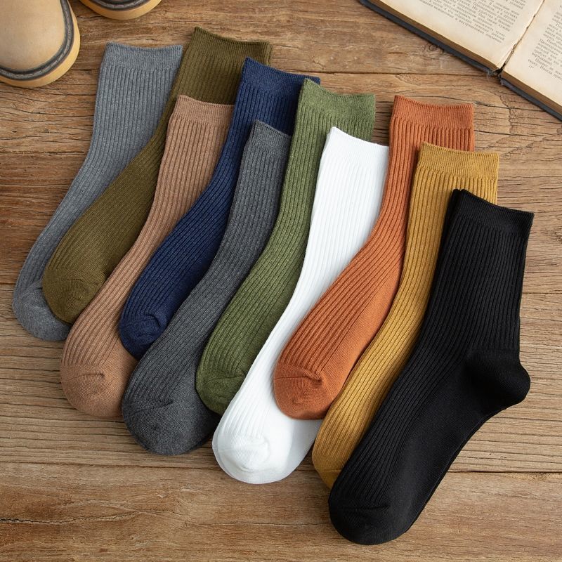 socks men‘s mid-calf length fall winter men socks pure color cotton long tube men‘s socks deodorant sweat-absorbent stockings ins fashion all-matching