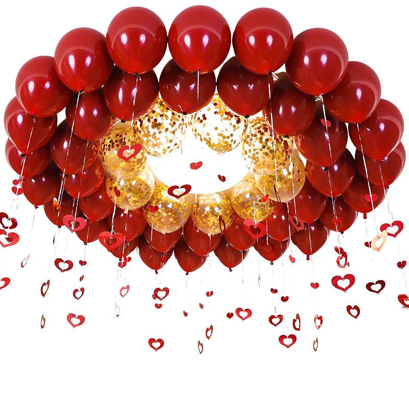 Wedding Balloon Wedding Room Decoration Supplies Birthday Layout Double-Layer Gem Red Thickened Explosion-Proof Balloon Wholesale