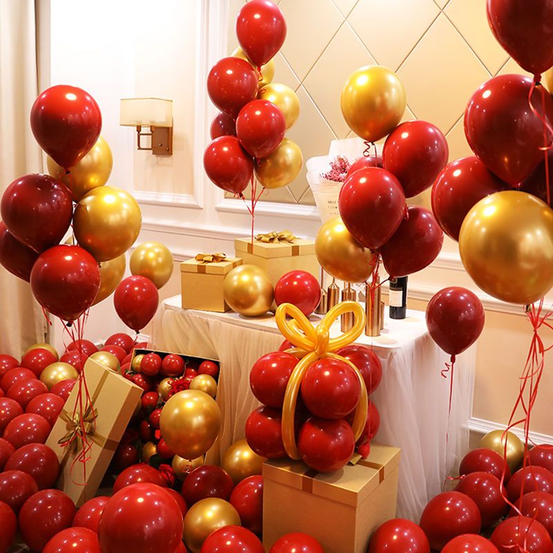 Wedding Balloon Wedding Room Decoration Supplies Birthday Layout Double-Layer Gem Red Thickened Explosion-Proof Balloon Wholesale