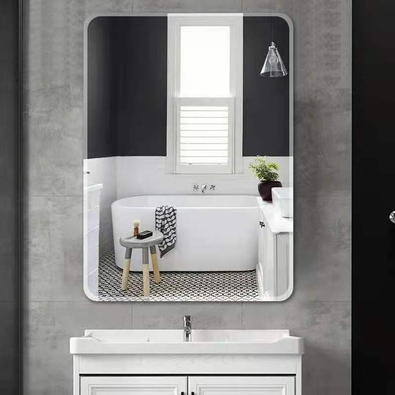 Bathroom Mirror Wall-Mounted Simple Frameless Cosmetic Mirror Punch-Free Bathroom Mirror Bathroom Wall-Mounted Self-Adhesive Glass Mirror