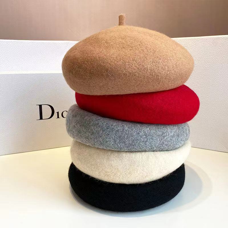 beret women‘s autumn and winter korean style versatile british woolen painter hat japanese style soft girl pumpkin beret tide