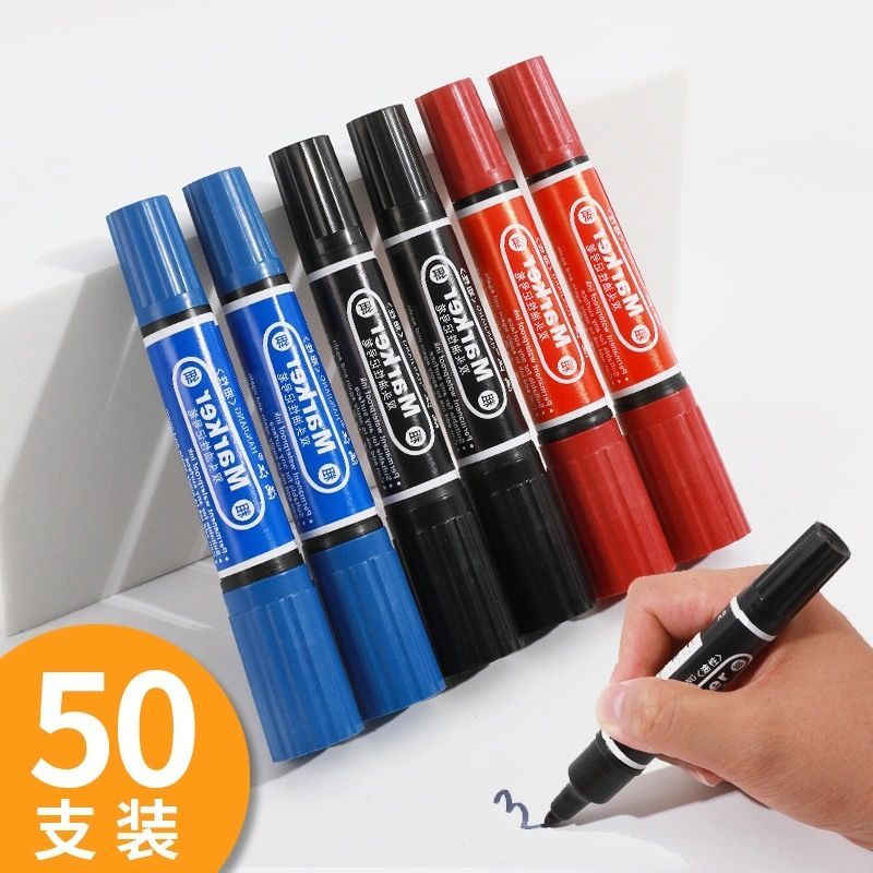 double-headed oily marking pen black pen waterproof thick head marker waterproof colorfast indelible thick pen thick head