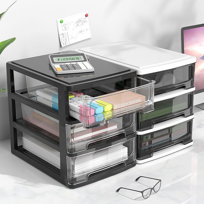 Transparent Office Desktop Storage Box Drawer Cosmetic Storage Cabinet Desk Student Dormitory File Sundries Box