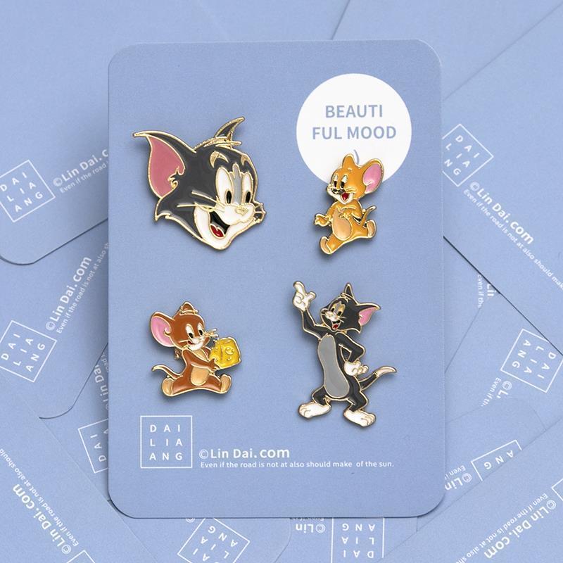 cartoon  and mouse tom jerry brooch couple plush pin women bag accessories fixed clothes badge