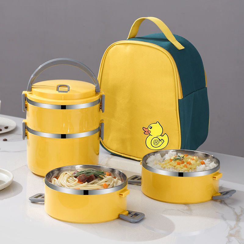 heightened large capacity lunch box thickened stainless steel bento box three-layer student four-layer office worker