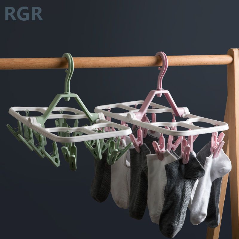 Multifunctional Clothes Hanger Disc Dormitory Clothes Pin Foldable Clothes Hanger Multi-Clip Drying Socks Rack Clothes Hanger