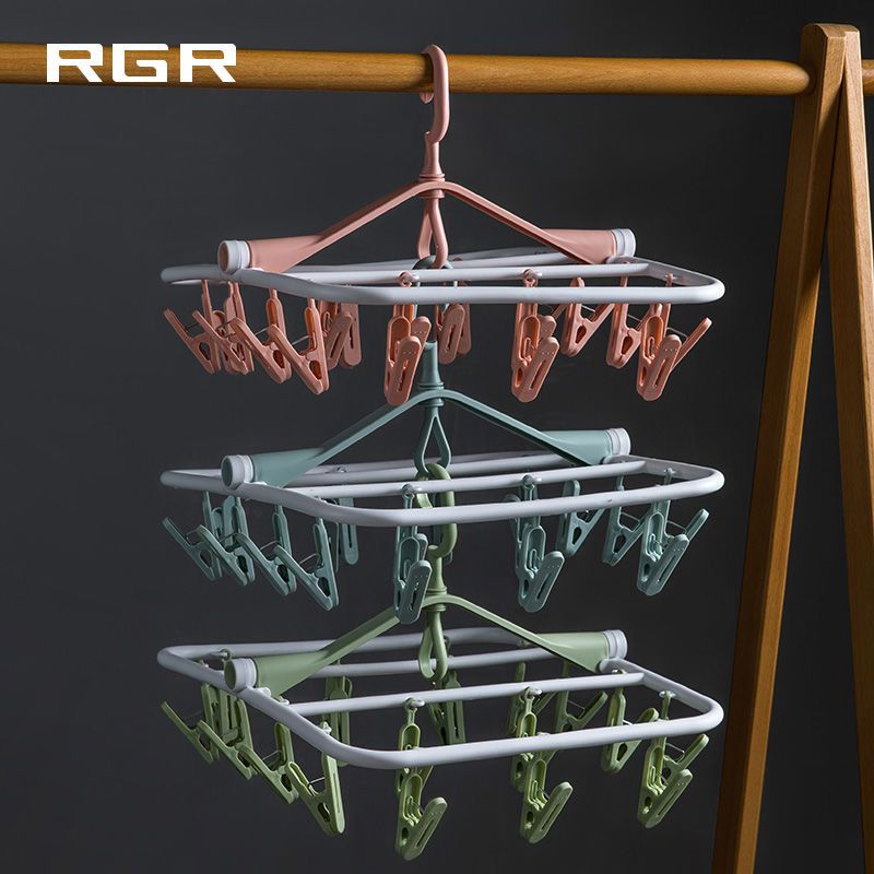 Multifunctional Clothes Hanger Disc Dormitory Clothes Pin Foldable Clothes Hanger Multi-Clip Drying Socks Rack Clothes Hanger