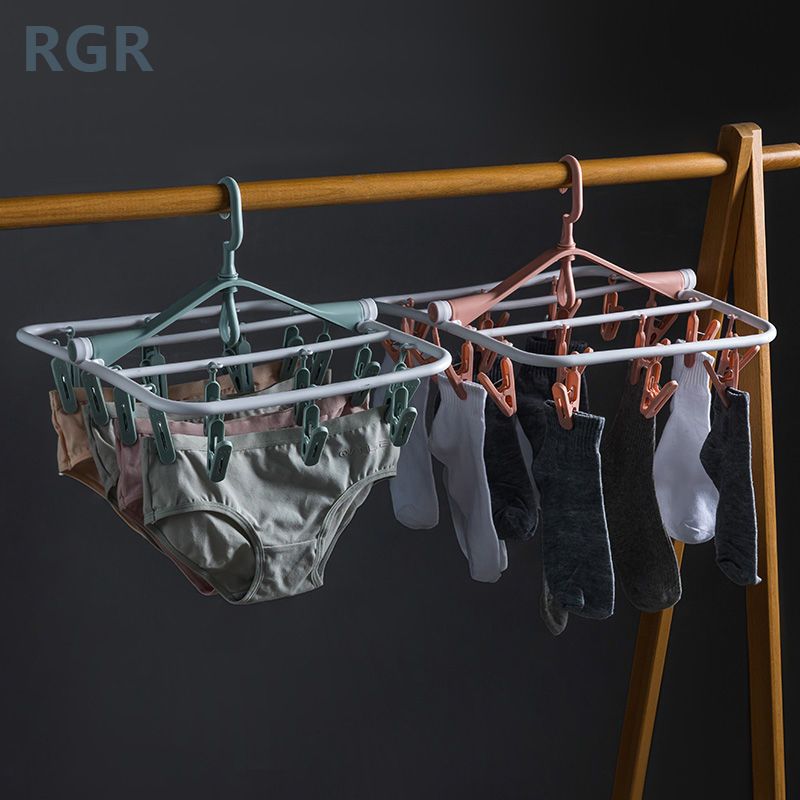 Multifunctional Clothes Hanger Disc Dormitory Clothes Pin Foldable Clothes Hanger Multi-Clip Drying Socks Rack Clothes Hanger