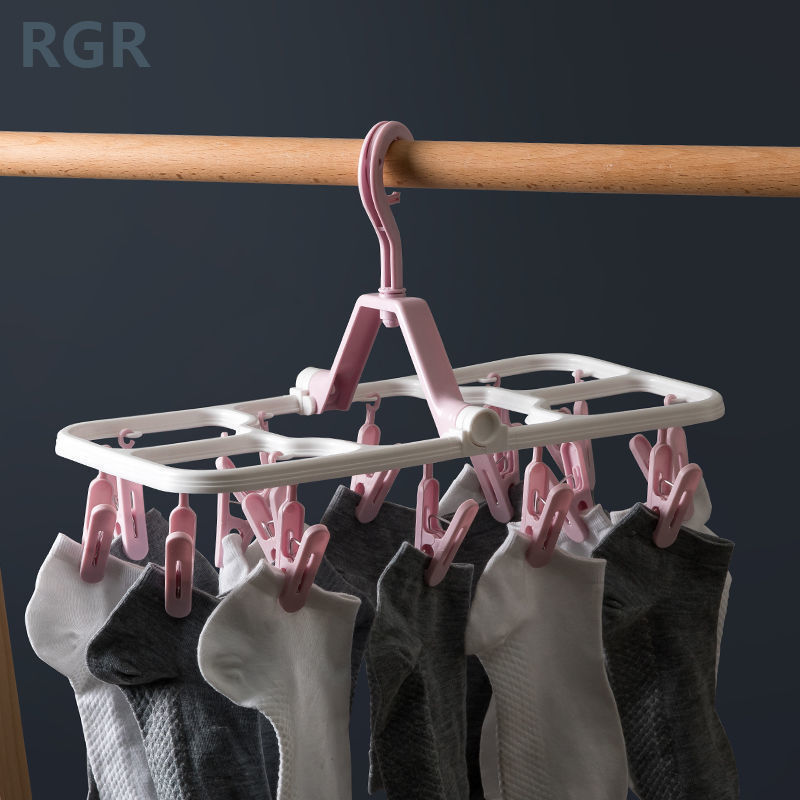 Multifunctional Clothes Hanger Disc Dormitory Clothes Pin Foldable Clothes Hanger Multi-Clip Drying Socks Rack Clothes Hanger