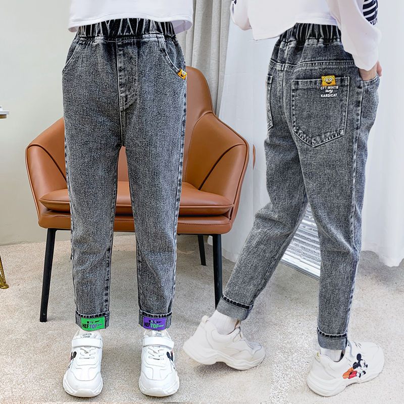 Children's Clothing Girls' Stretch Jeans Spring New Medium and Big Children's Casual Korean Style Trousers Spring and Autumn Loose Children's Pants