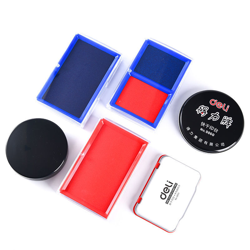 Deli Stamp Pad Inkpad Red Indonesian Quick-Drying Seal Seconds Dry Stamp-Pad Ink Seal According to Handprint RED SEAL Stamp-Pad Ink Seal Mud