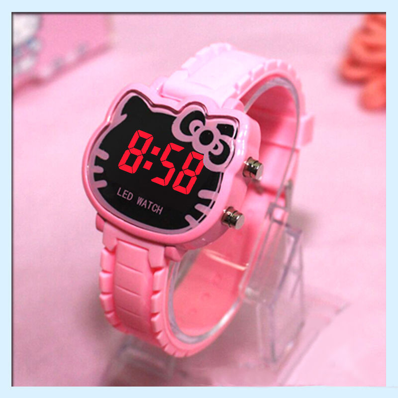 Cartoon Cat Little Girl Cute Watch Girl Primary and Secondary School Students Korean Simple Ins Cute Girl Electronic Watch Female