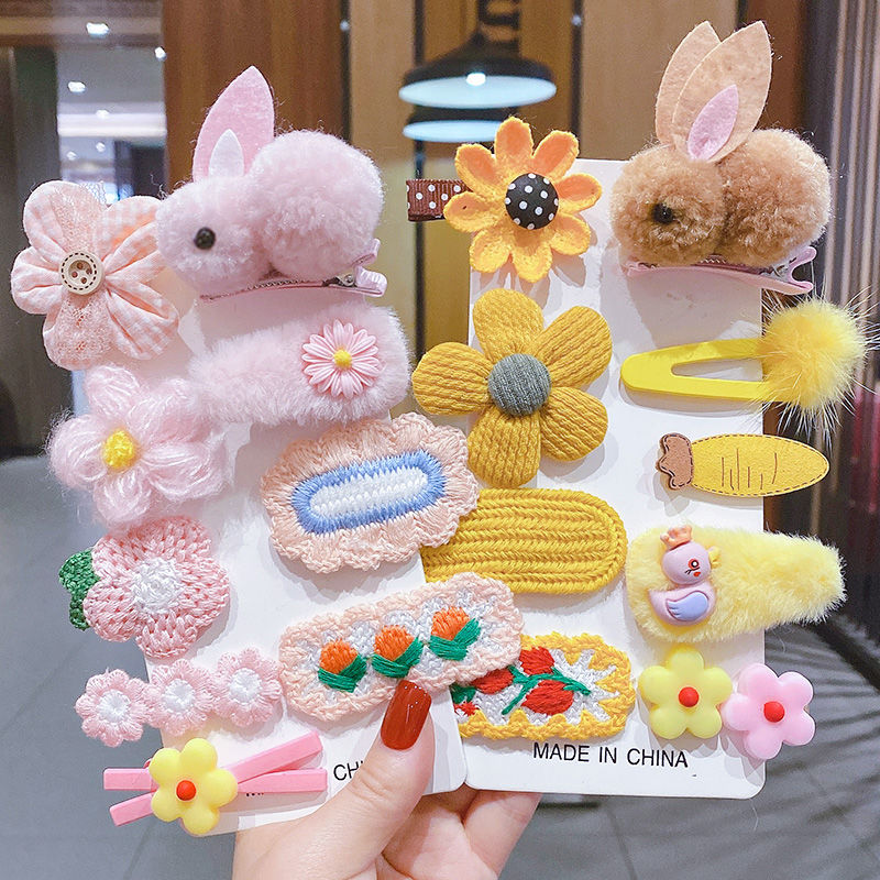 children‘s rabbit hairpin cartoon does not hurt hair bang clip little princess cute clip headdress little girl‘s hair pin hair accessories