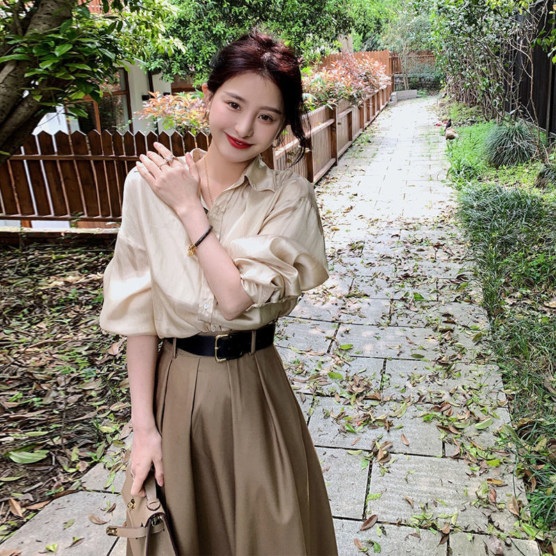 early autumn noble skirt suit hong kong style tan fei h-type english gentle style ol commuter advanced chic young two-piece set
