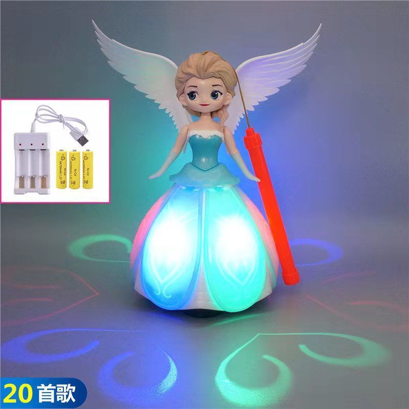 Children's Holiday Electric Rotating Luminous Music Portable Lantern Toy Cartoon Princess Elsa Song New Toy