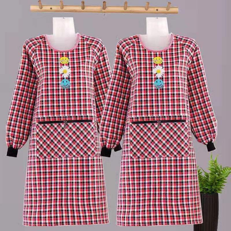 Cotton Apron Long Sleeve Coverall Kitchen Home Cooking New Oil-Proof Men's and Women's Young Western Style Work Clothes