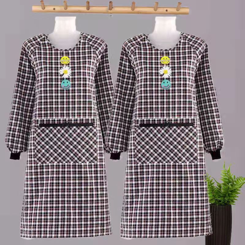 Cotton Apron Long Sleeve Coverall Kitchen Home Cooking New Oil-Proof Men's and Women's Young Western Style Work Clothes