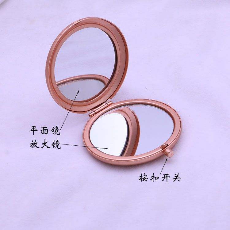 New Metal Folding Mirror Portable Double-Sided Cosmetic Mirror Printing Pattern Flip Cute Little Mirror