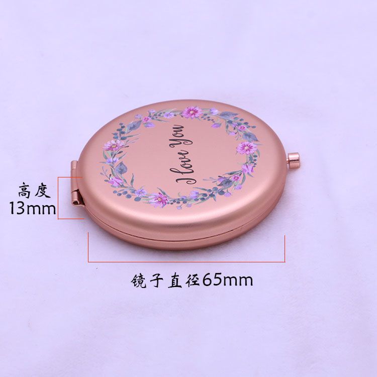 New Metal Folding Mirror Portable Double-Sided Cosmetic Mirror Printing Pattern Flip Cute Little Mirror